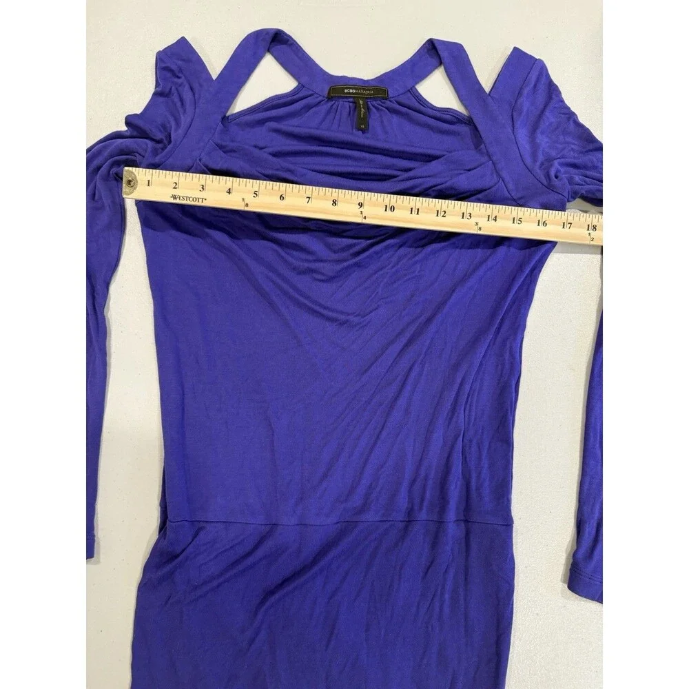 BCBGMaxazria Mini Dress XS Cold Shoulder Party Club Y2K Stretch Minimal 2000s